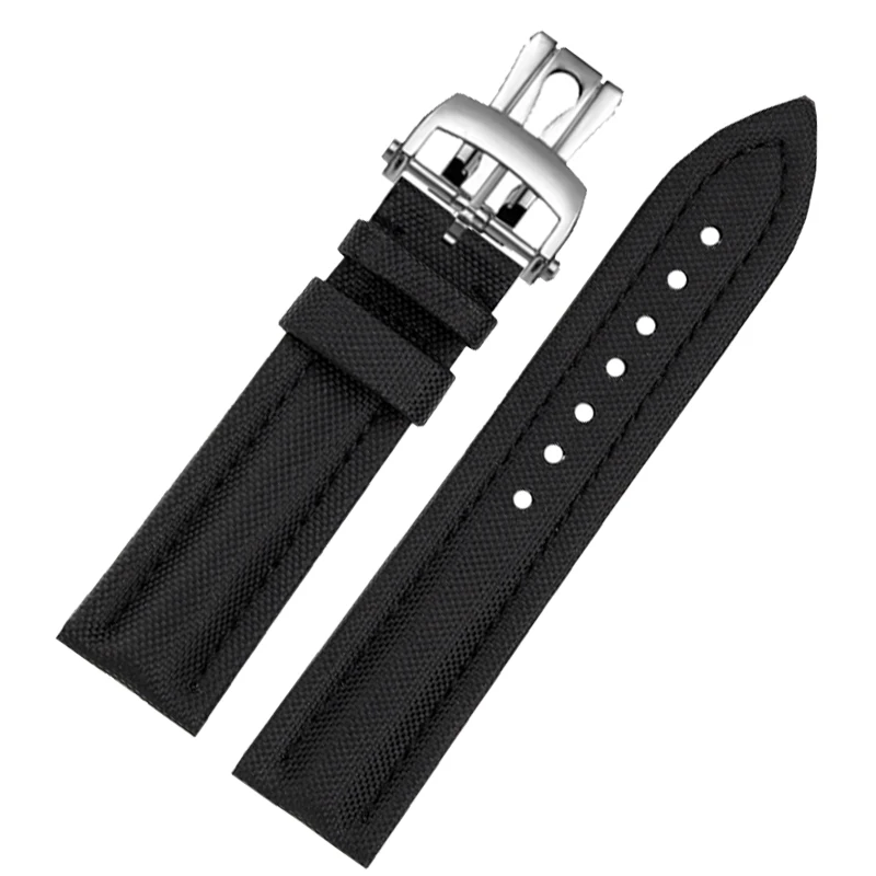 For BLANCPAIN Fifty Fathoms 5000 5015 5200 Watch Strap Nylon Pattern Genuine Leather Canvas Watch Band Black Men 23MM Bracelet