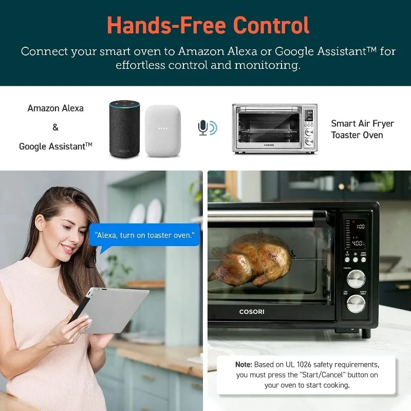 COSORI Smart 13-in-1 Air Fryer Toaster Oven Combo, Airfryer Rotisserie Sous Vide Convection Oven Countertop, Bake, Broil, Roast