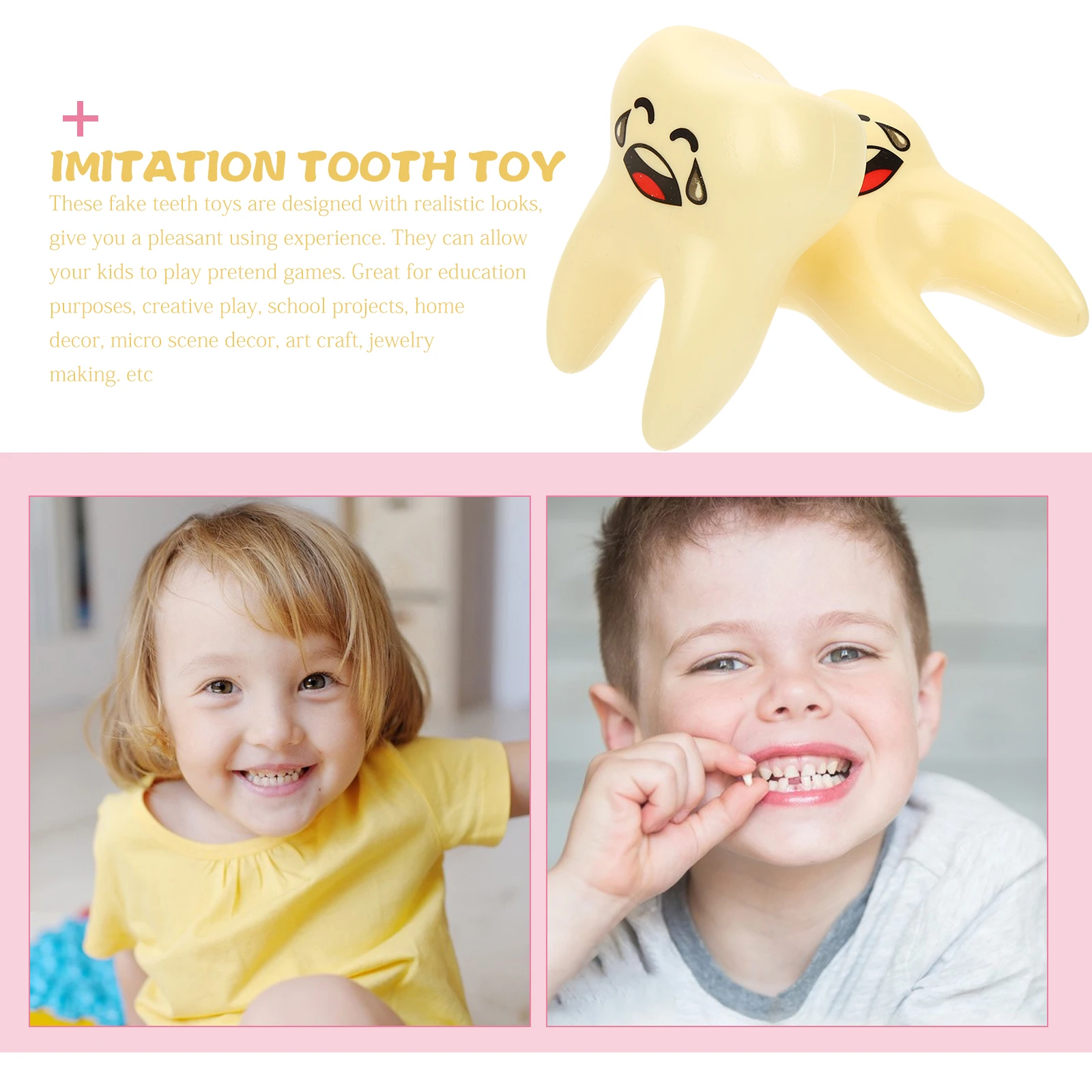 

15 Pcs Toy Keychain Fake Teeth Toys Cartoon Tooth for Child Model Yellow Simulation Kidcrafts