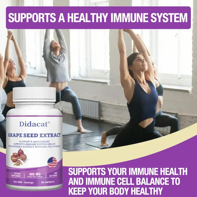

Natural Grape Seed Extract Capsule - Anti-oxidation, Anti-aging, Promote Skin Health, Supports Circulation, Improves Mood