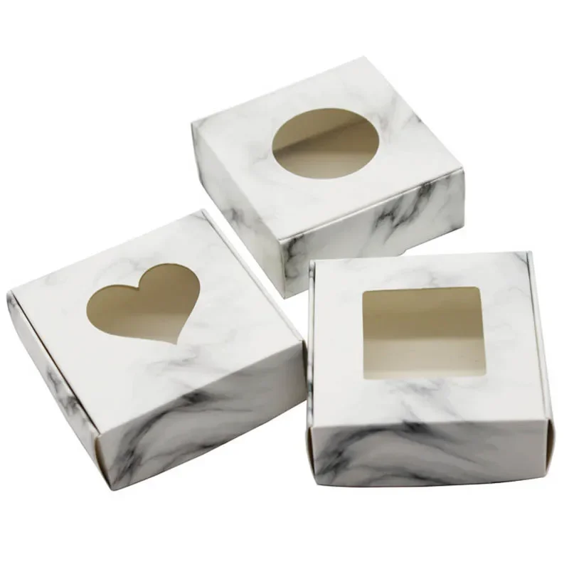 10Pcs Flower Pattern Kraft Paper Box with Window Handmade Soap Gift Boxes For Guest Jewelry Display Box Party Decorations