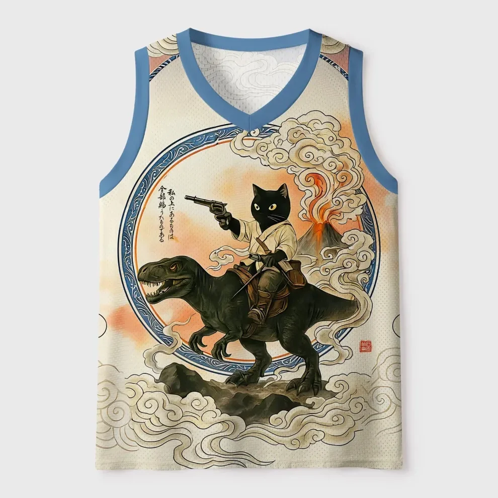 Fun Cat Funny Style 3D Male and Female Gothic Children's Parent-child Basketball Vest Children's Sleeveless Street Vest