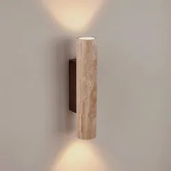 Overlong Rectangular Prism Yellow Travertine, Wabi-sabi Modern, Wall Sconce light for Living Room, Study, Bedroom, Dining Room