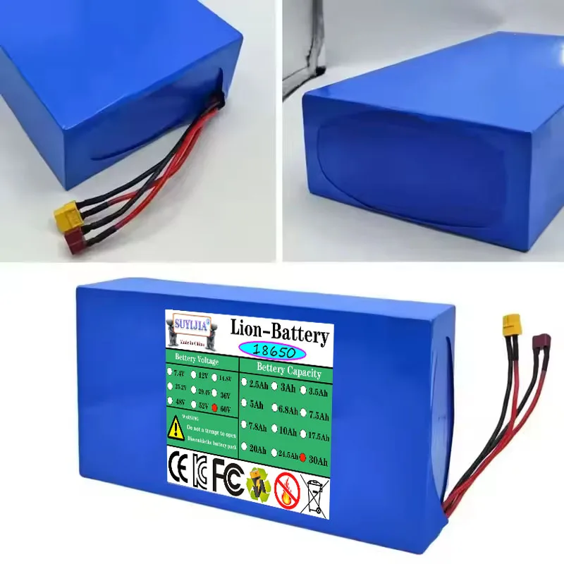 High-performance lithium battery production 60V 30AH 16S8P 2000W 67.2V 30000mAh, lithium-ion battery BMS BMS integration