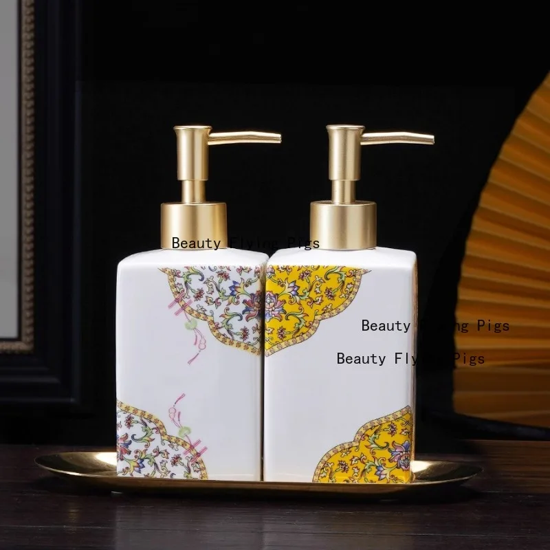 

Ceramic hand sanitizer bottle Laundry detergent bottle Liquid press bottle plastic pump head Liquid bottles bathroom supplies