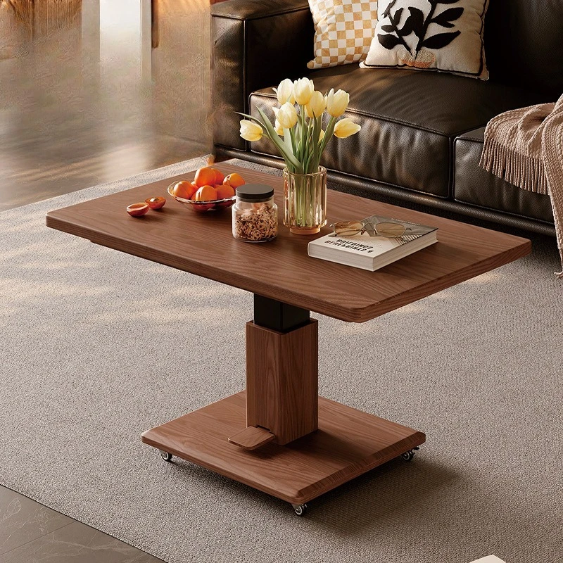 

Solid wood lifting coffee table Oak dual-purpose desk Nordic small apartment living room tea table Multifunctional dining table
