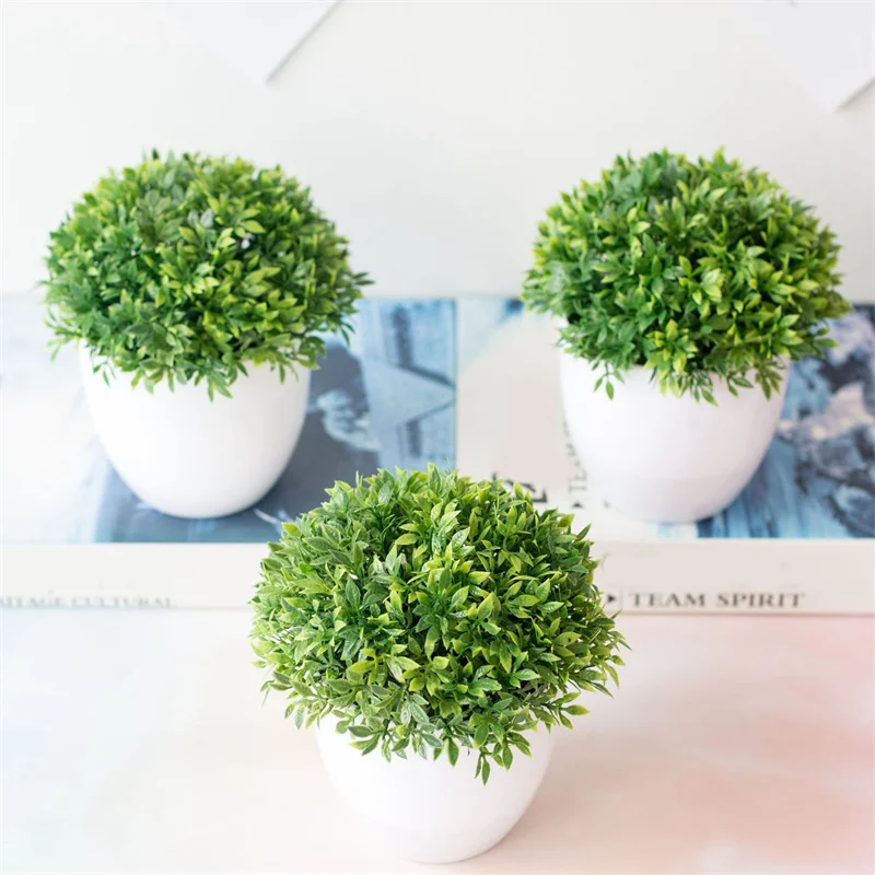 Planta de simulación bonsái, 32 ojos, hoja de bambú, adornos de plantas de hierba, bola de flores, maceta de hierba, decoración del hogar, adornos pequeños