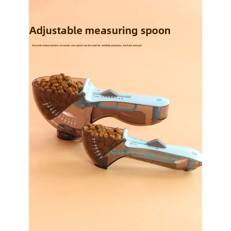 Cat Food Dog Food Spoon Metering Weigher Measuring Spoon Measuring Cup Adjustable Feeding Spoon with Scale Pet Food