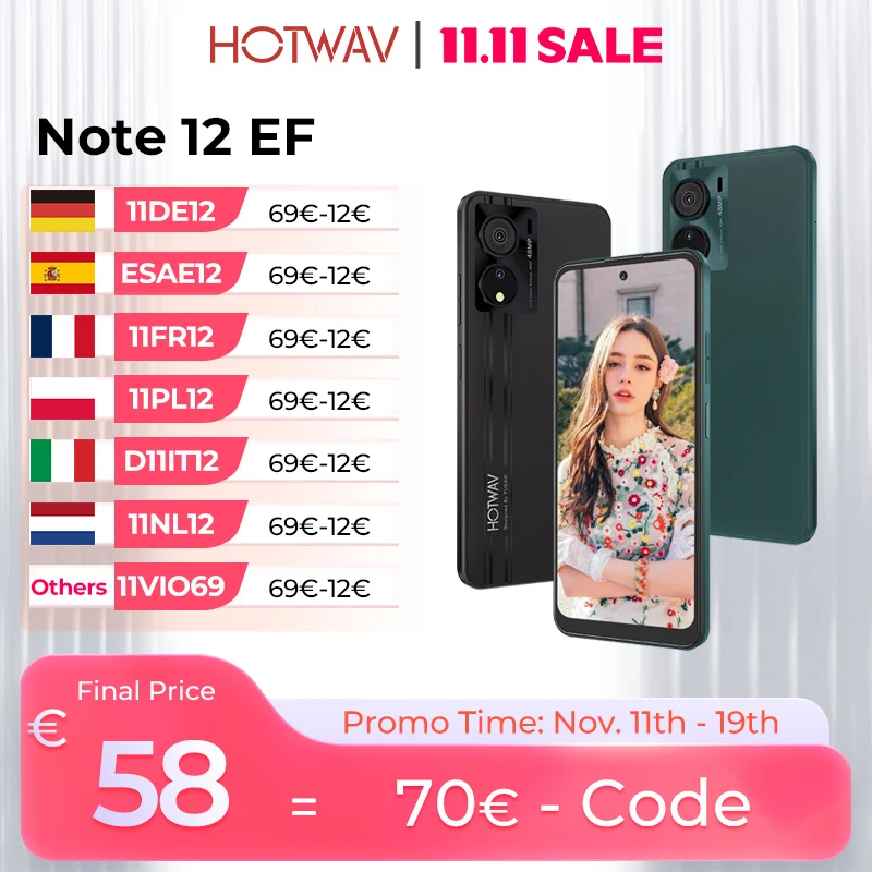 HOTWAV Note 12 EF Smartphone Ultra-mince 6.8 ''grand écran Android 14 5160mAh téléphone portable 4GB + 128GB Octa-Core 48MP téléphone portable HOTWAV Note 12 EF Smartphone Ultra-mince 6.8 ''grand écran Android 14 5160mAh téléphone portable 4GB + 128GB Octa-Core 48MP téléphone portable