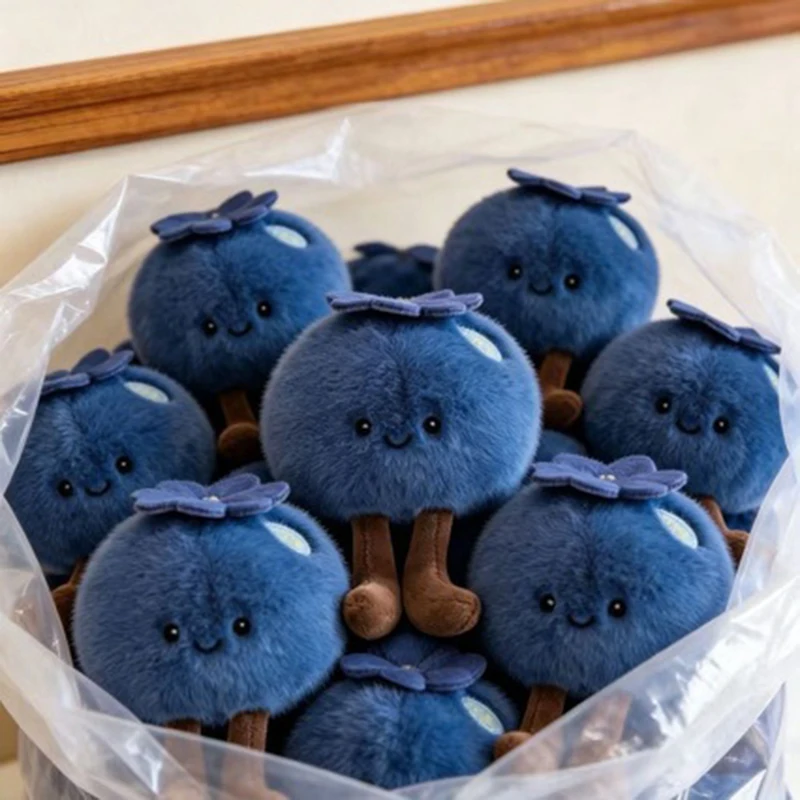Flauschiger Blaubeer-Plüsch-Schlüsselanhänger, weiches Stofftier, Taschenanhänger, Handy-Charm, „Blockiert böse Laune“, Heimdekor-Ornament, Geschenk