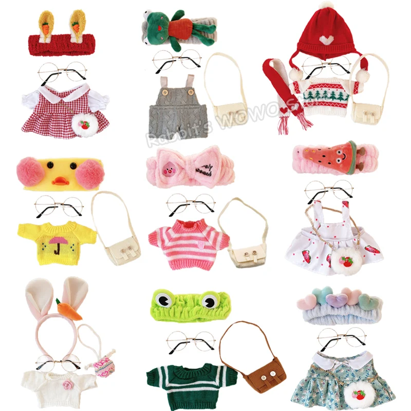 Doll Accessories for Kids, LaLafanfan Cafe, Duck Toys Clothes, Sweater Dress, Headband, Bag Outfit, 30cm, Gift for Girls, 1Pc