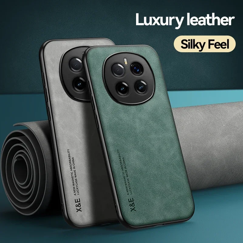 For Honor Magic 7 Pro Phone Case Shockproof Luxury Silky Feel PU Leather Texture Built-in Magnetic TPU Frame Plastic Back Cover