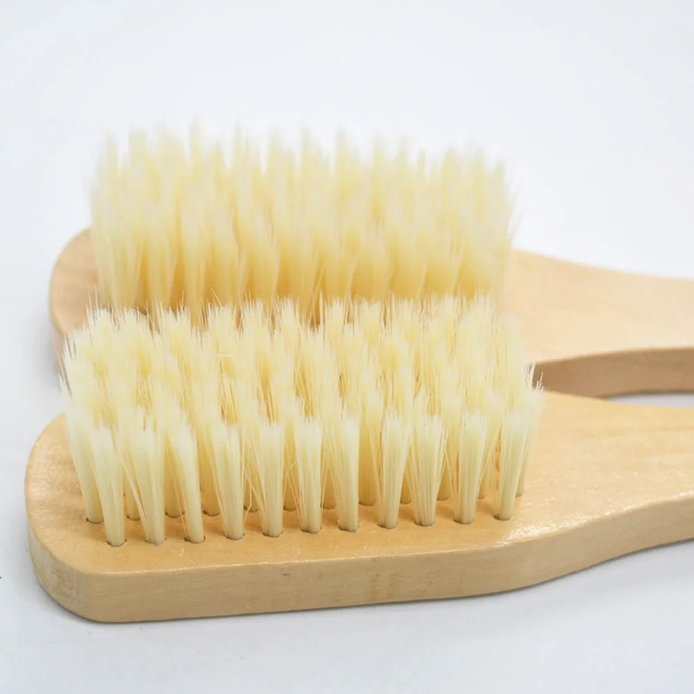 New Wood Cleaning Brush Comfortable Handle Bristle Soft Brush Hanging Hole Bathtub Brush for kitchen Bathroom