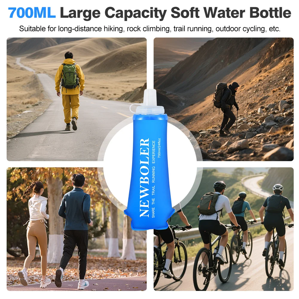 NEWBOLER 300/500/700 ml Wasserflasche, TPU, faltbar, weiche Flasche, Outdoor-Sport, Wasserbeutel, zusammenklappbare Wasserflasche, Laufen, Camping – Detail 1