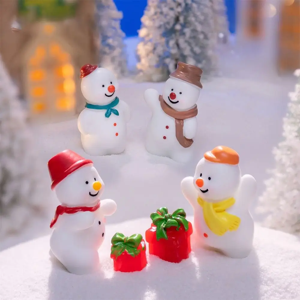 Creative Christmas Mini Snowman Figurine Accessories DIY Cartoon Snow Man Doll Fairy Garden Micro Landscape Desktop Knick-Knack