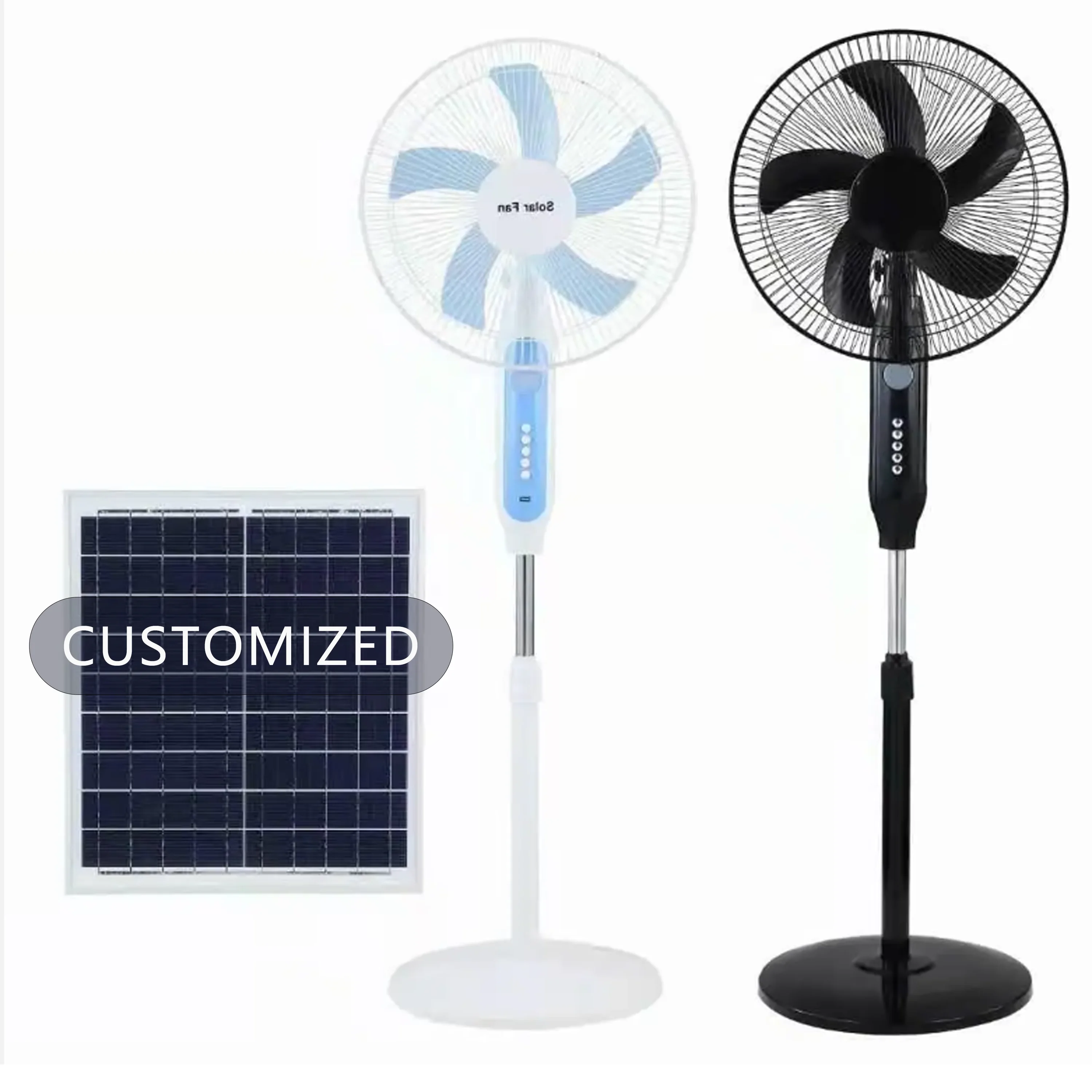Factory Direct 2026 Ventilatore solare ricaricabile da 16 pollici 18 pollici 12vSolar Ac all'ingrosso della fabbrica con carica