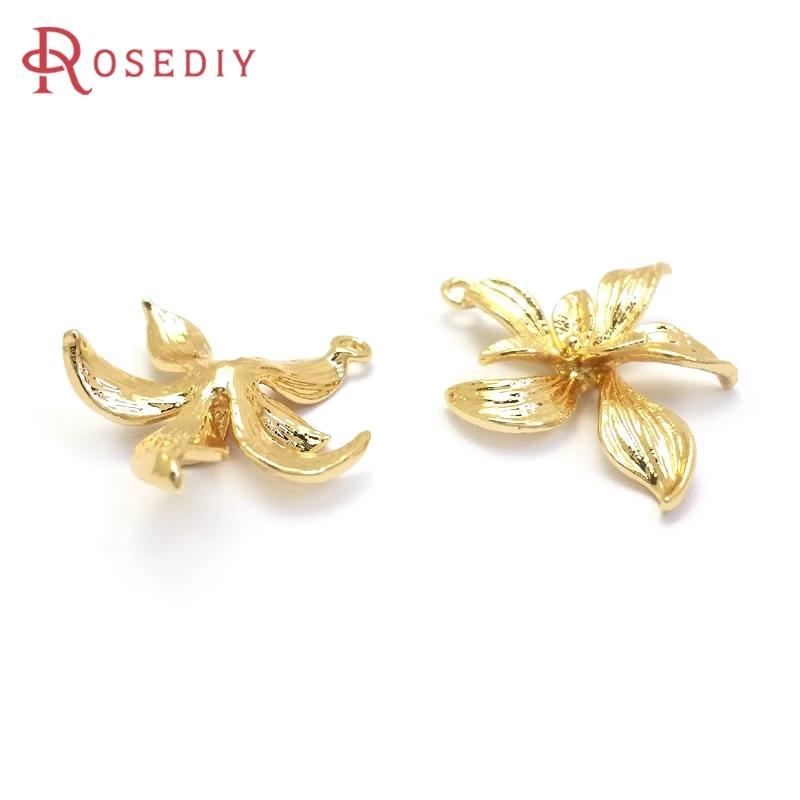 

10PCS 20x22MM 18K Gold Color Brass Orchid Flower Charms Pendants Jewelry Earrings Making Supplies High Quality Diy Accessories