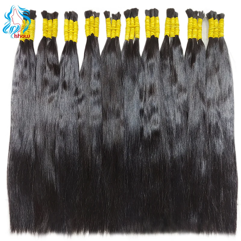 ขายส่งผมมนุษย์สําหรับ Braiding ธรรมชาติสีตรงผมอินเดียไม่มี Weft Braiding BULK Hair Extensions สําหรับผู้หญิง 50g