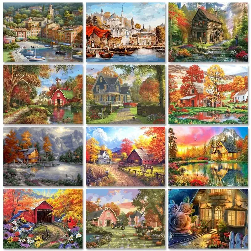 

GATYZTORY Modern Painting By Numbers Paint Kit Autum Horse Landscape Painting Numbers Adults Crafts Diy Gift Home Decors Picture