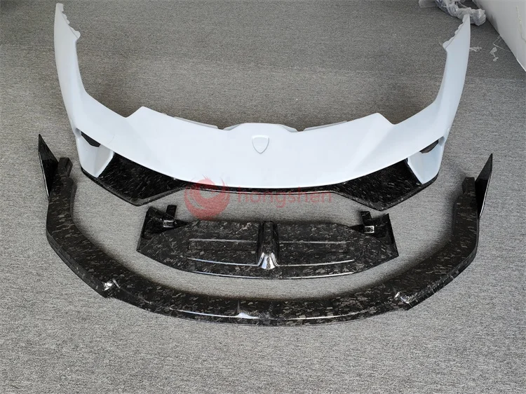 upgrade P-style forged grain carbon fiber front bumper V-style front lip body kit Used for Lamborghini Huracan LP610 580