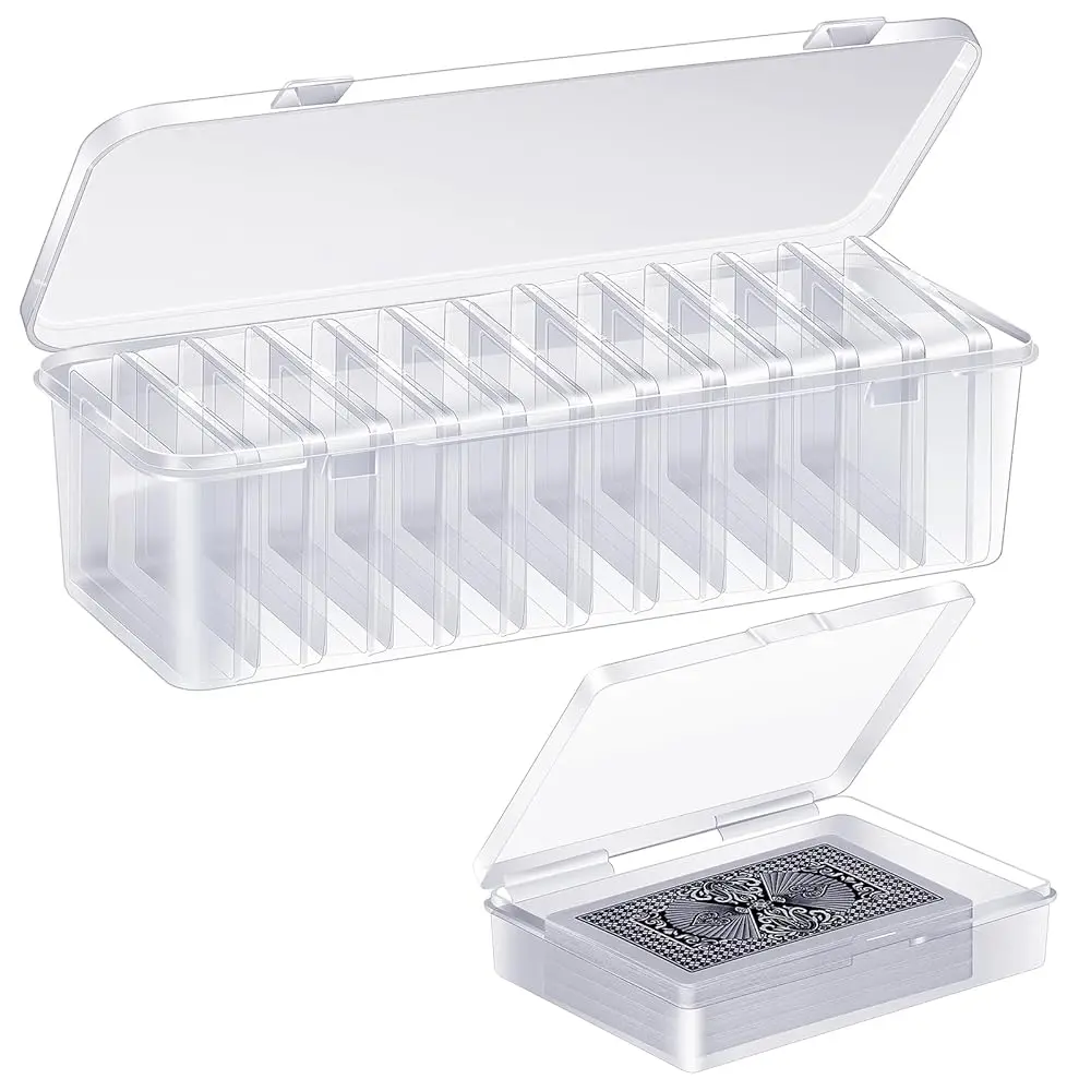 

Набор из 12 прозрачных пластиковых коробок для игральных и коллекционных карт, органайзер для хранения, 3.86 x 2.91 x 0.94 дюйма, с защелкивающейся крышкой