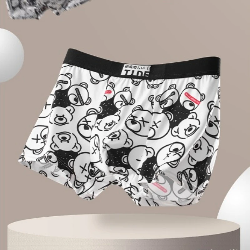 2024 New Men's U Convex Pouch Boxers Male Cute Printing Underwear Shorts Flat Panties Breathable Trend Boys Shorts Briefs Square