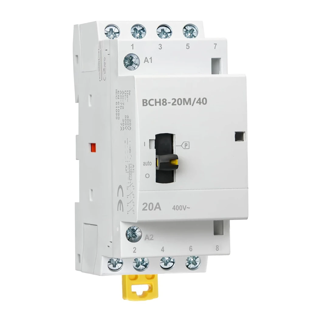 ABILKEEN BCH8-20M/40 Manual Household AC Contactor 20A Load 4NO 50/60Hz Modular Contactor Circuit Manual/Automatic Control