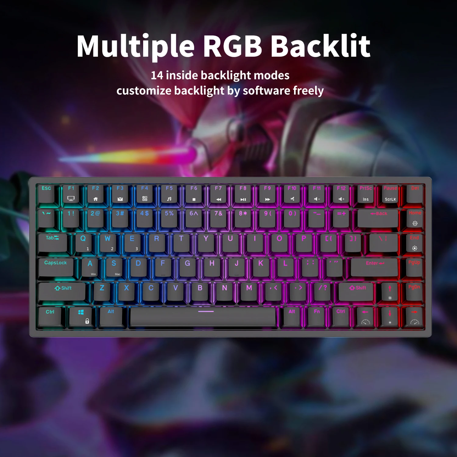 RK ROYAL KLUDGE RK84 75% RVB Triple Mode Clavier Mécanique BTpig/2.4G/USB-C 84 Chaud Interchangeable Bluetooth Sans Fil Gamer Clavier