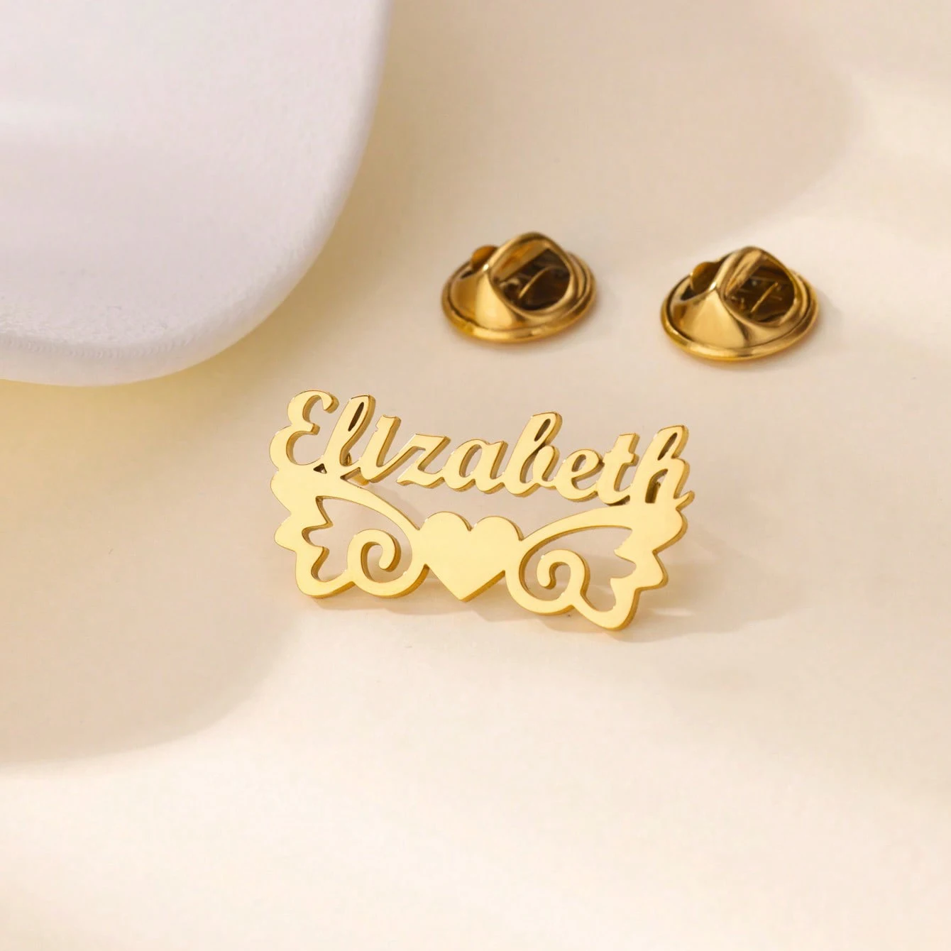 مخصص أجنحة القلب اسم دبابيس للنساء الرجال الفولاذ المقاوم للصدأ مخصص بروش شارة بدبوس مجوهرات شخصية على الملابس #2