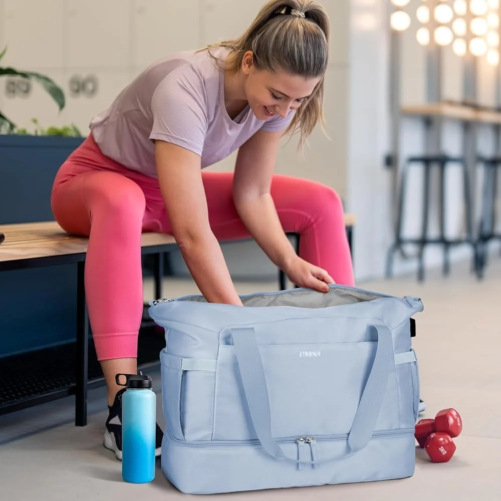 

Gym Bag Women Large Duffel Bag with Wet Pocket USB Charging Separate Shoe Compartment Travel Overnight Weekender Sport Bag