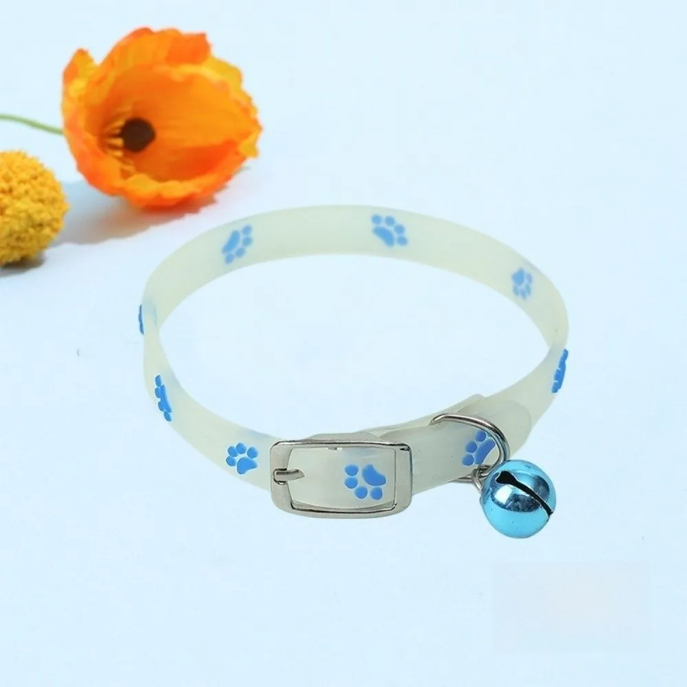 Pet Supplies Adjustable Cat Collar Claw Printed Silicone Dog Collar Anti-Loss Glow In The Dark Pet Luminous Collar Small Cats