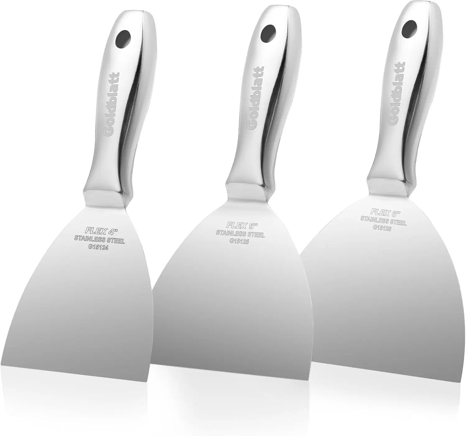 

3-Pack Stainless Steel Putty Knife Set (4', 5', 6'), Flexible Blade, Ergonomic Grip - for Drywall Repair, Scraping & Finishing