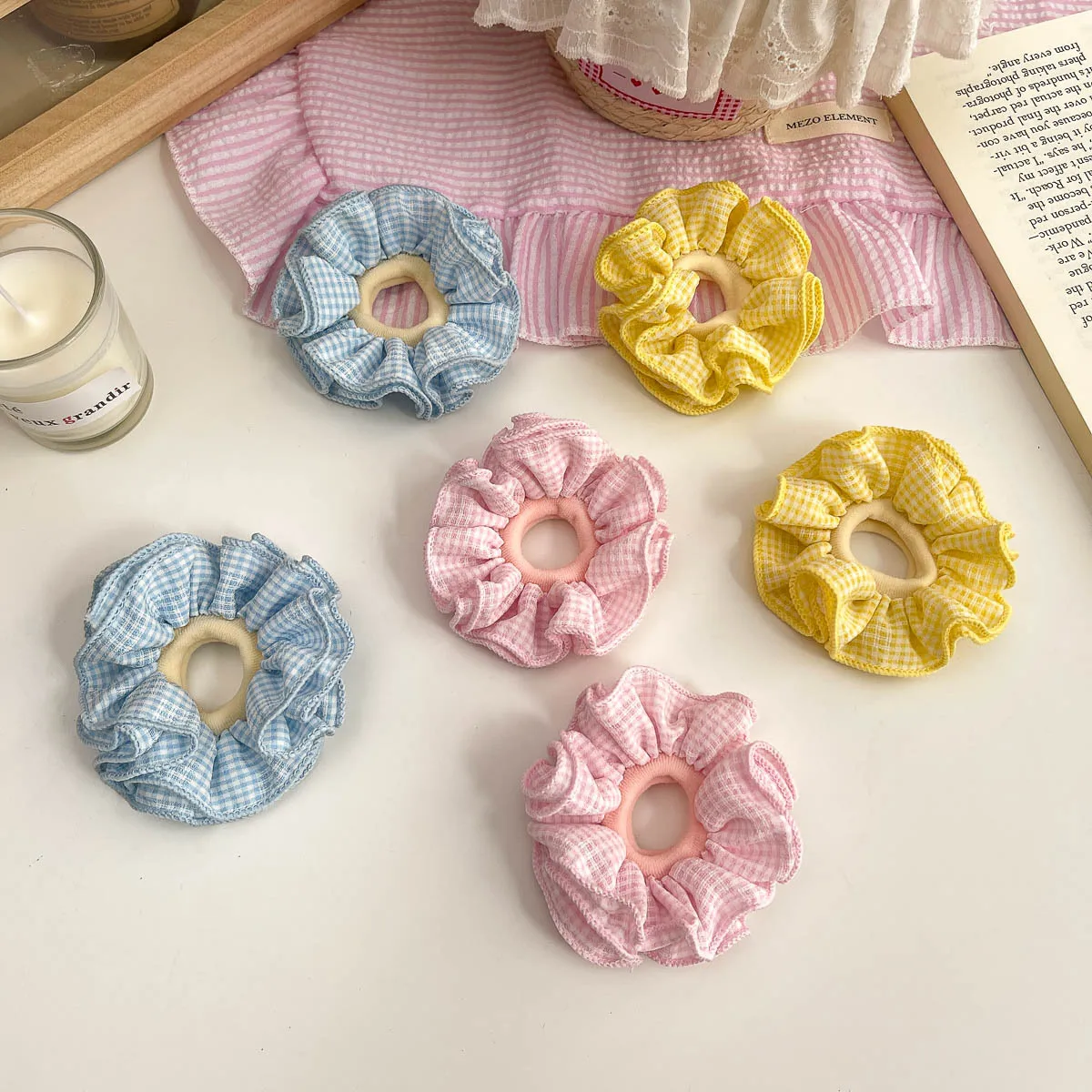 

Children's Plaid Elastic Hair Band Sweet Hair Rope Tie Cute Girls Ponytail Holder Rubber Band Headband Kids Hair Accessories 1pc