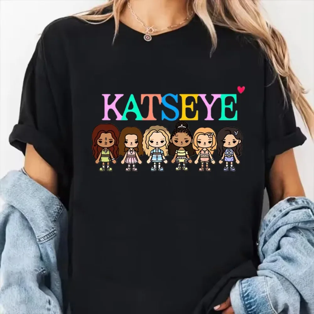 Damen Katseye Print Casual T-Shirt Gothic Y2k T-Shirt Damen Koreanischer Stil Mode Harajuku Kawaii T-Shirt Damen Y2K Kleidung – Detail 10