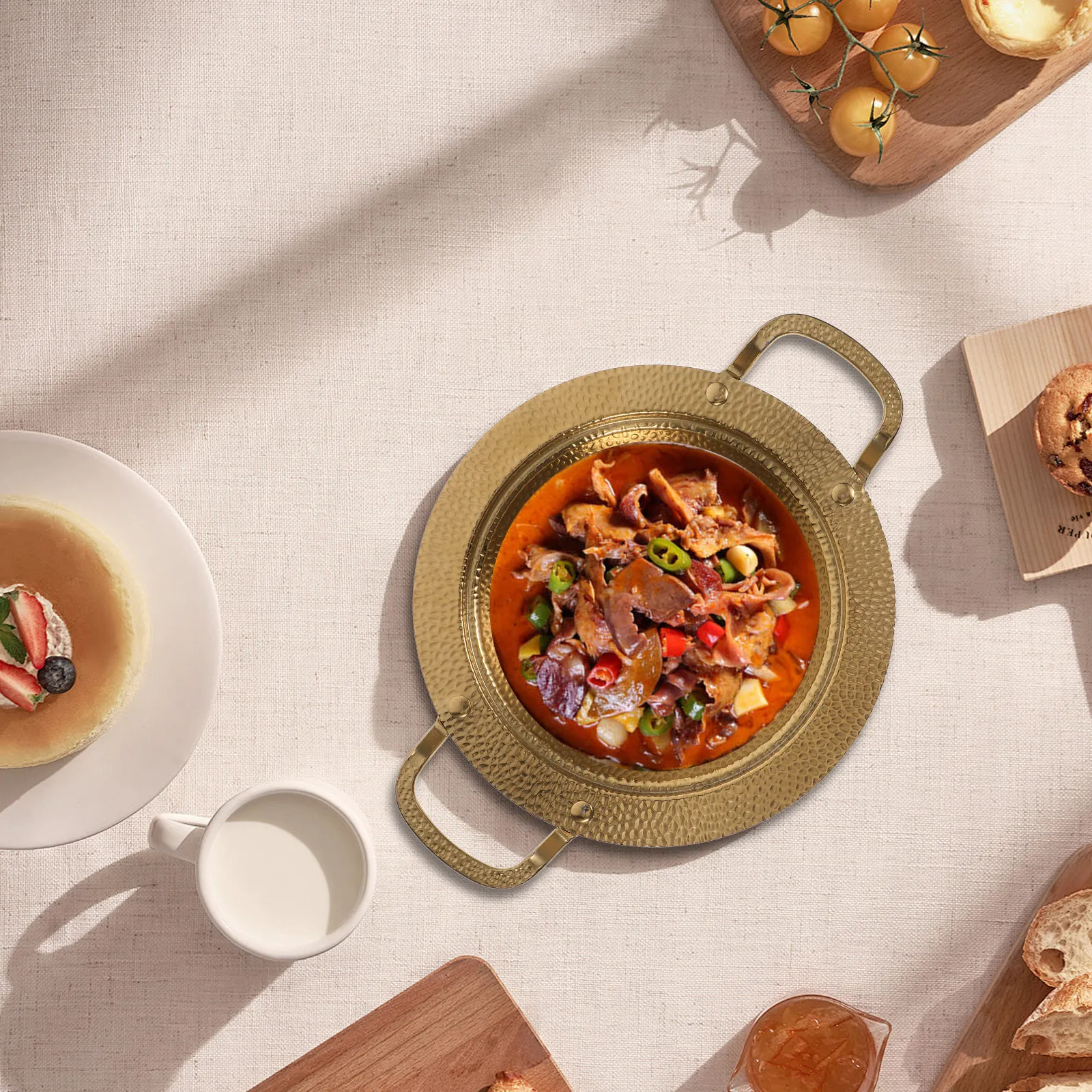 

Кастрюля для лапши из нержавеющей стали с двумя ручками, маленькая сковорода для рамена, для приготовления корейского хот-пота, супов и тушеных блюд, походная посуда