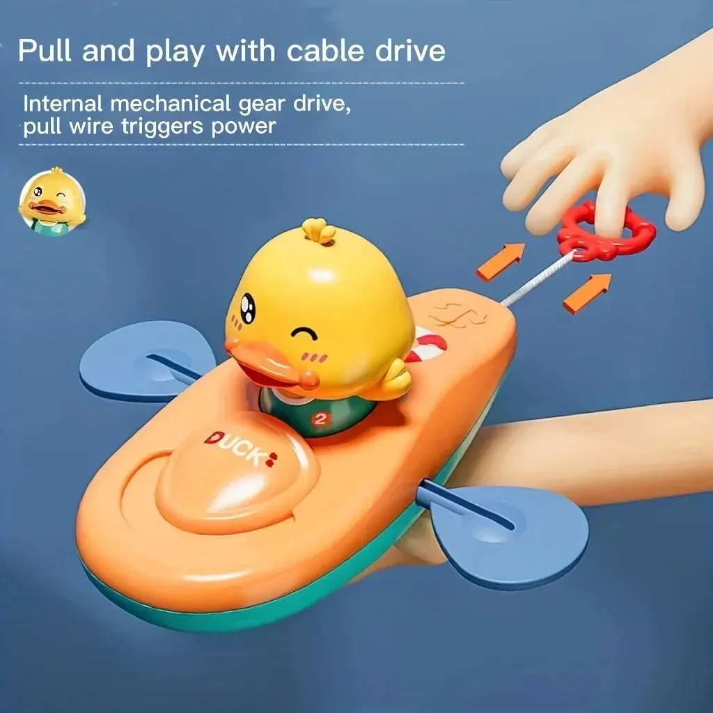 Little Yellow Duck Kayak Toy Swimming Pool Bathroom Toy Classic Water Toy Back Rowing Boat Baby Bathing Swim Toy for Children