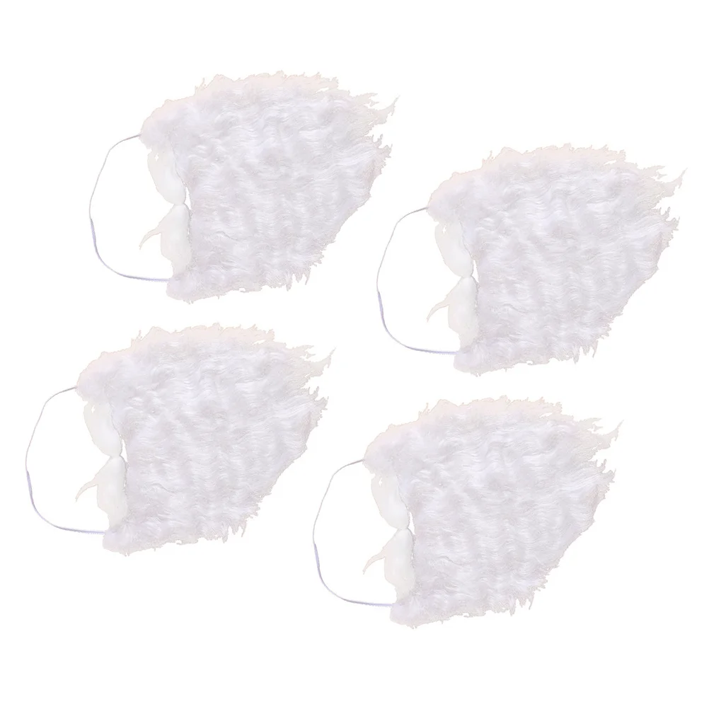 4개 세트 화이트 산타 수염 재미있는 어린이 크리스마스 코스프레 리얼리틱 페이셜 헤어 프로모션 장식