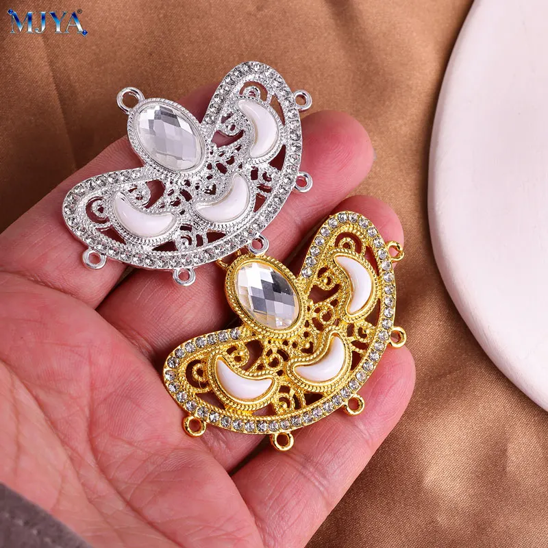 MJYA Luxury Connectors Big Filigree Flower Pendant Fastening For DIY Pearls Tassels Necklace Jewelry Making Supplies Accessories