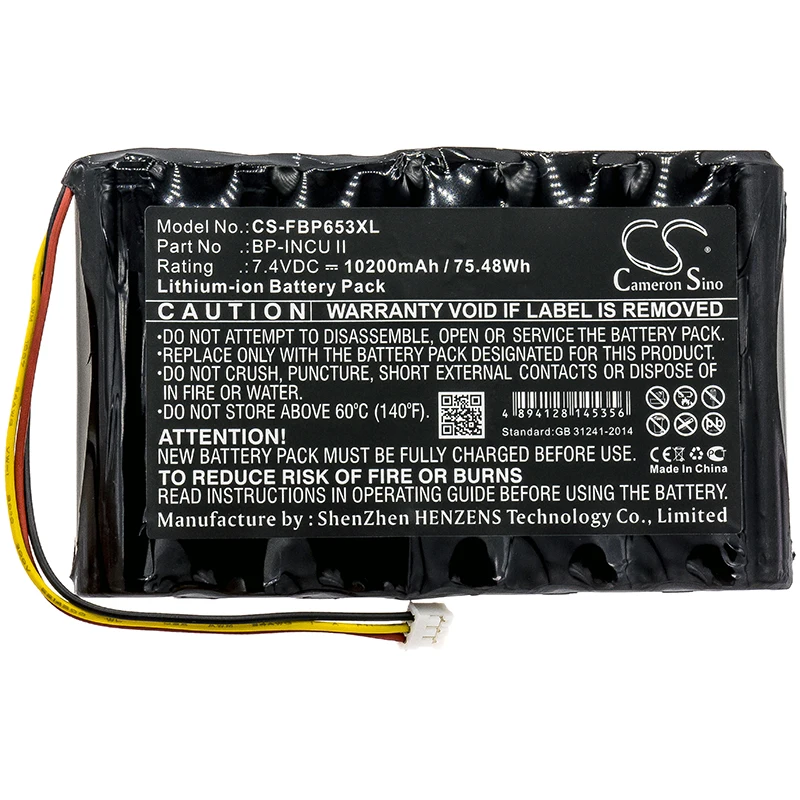 GreenBatteryPower CameronSino 10200mAh 7.4V 75.48Wh Equipment, Survey, Test Li-ion Battery for Fluke  BP-INCU II,Biomedical