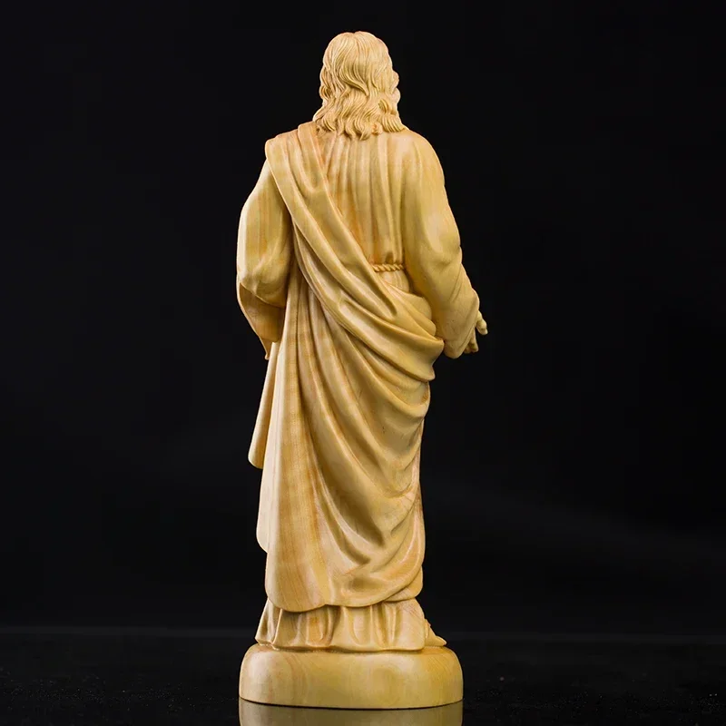 High 20cm Boxwood Carving Hand Carving Home Living Room Decor Jesus Statue