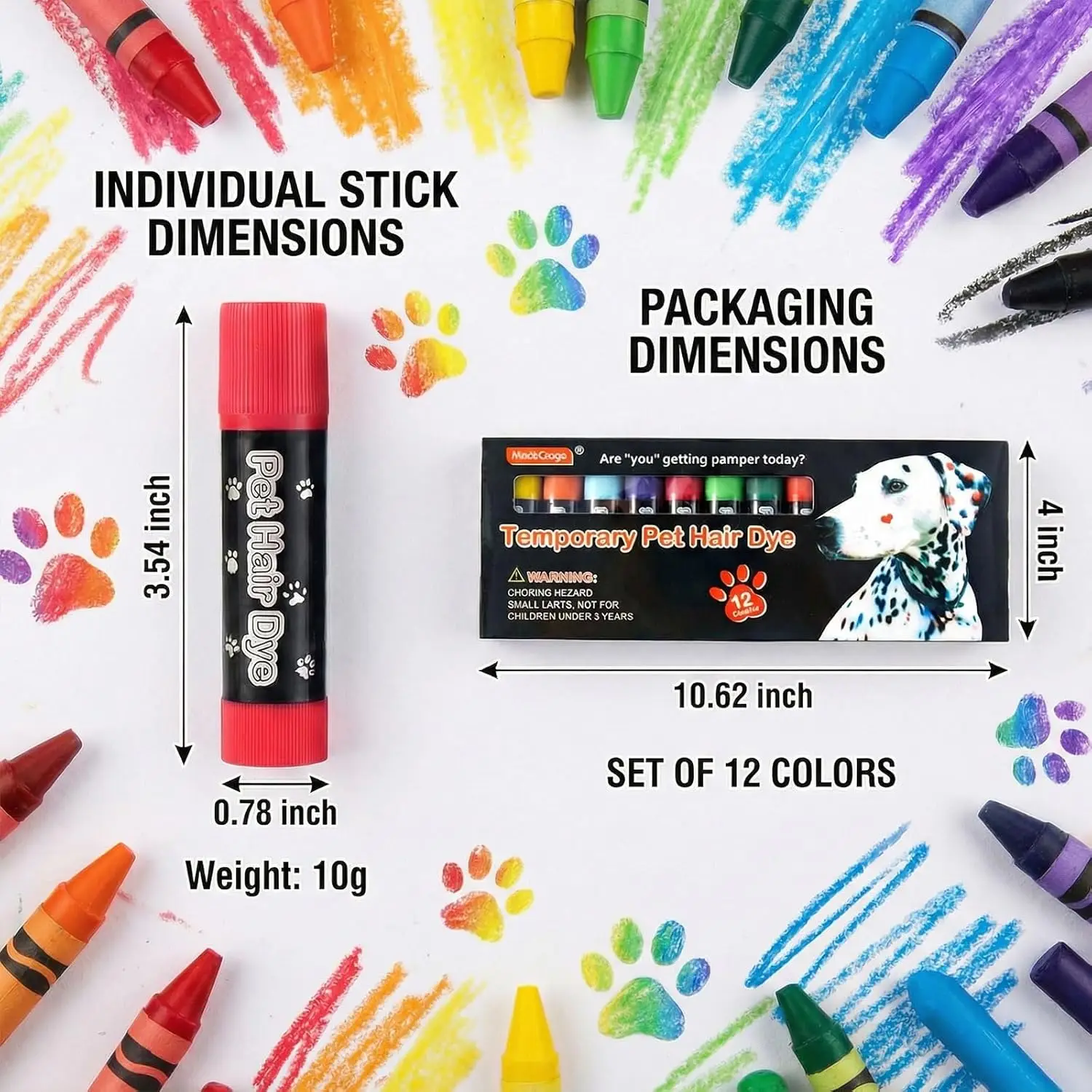 Dog Hair Dye Paint Temporary, Per Fur Markers Non Toxic Safe Hair Color Painting Styling Crayon for Cats Horses Cattle Livestock