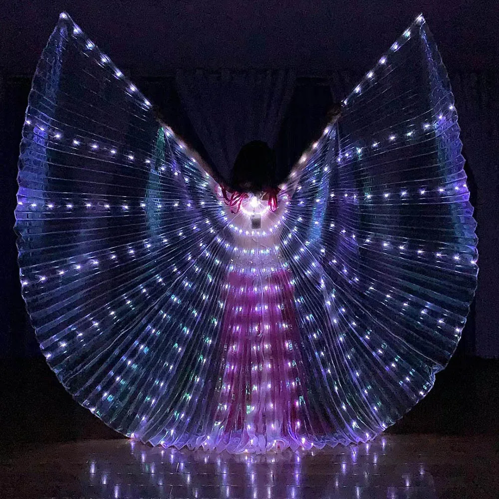 

LED Wings Rainbow Color Belly Dance Circus Costume 300 Leds Light Luminous Costumes Party Show Isis Wings Dancewear Adult