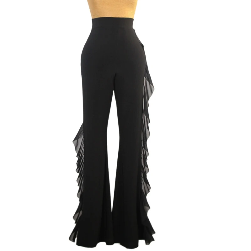 

Latin dance costume for women's black high waisted slimming trousers modern dance pants tango chacha samba practice pants