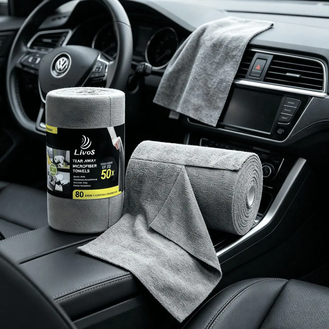 1 Roll 50 Pcs Thick Fine Fiber Cleaning Cloth Reusable Large Towel Roll for Kitchen Window Car Household Daily Cleaning
