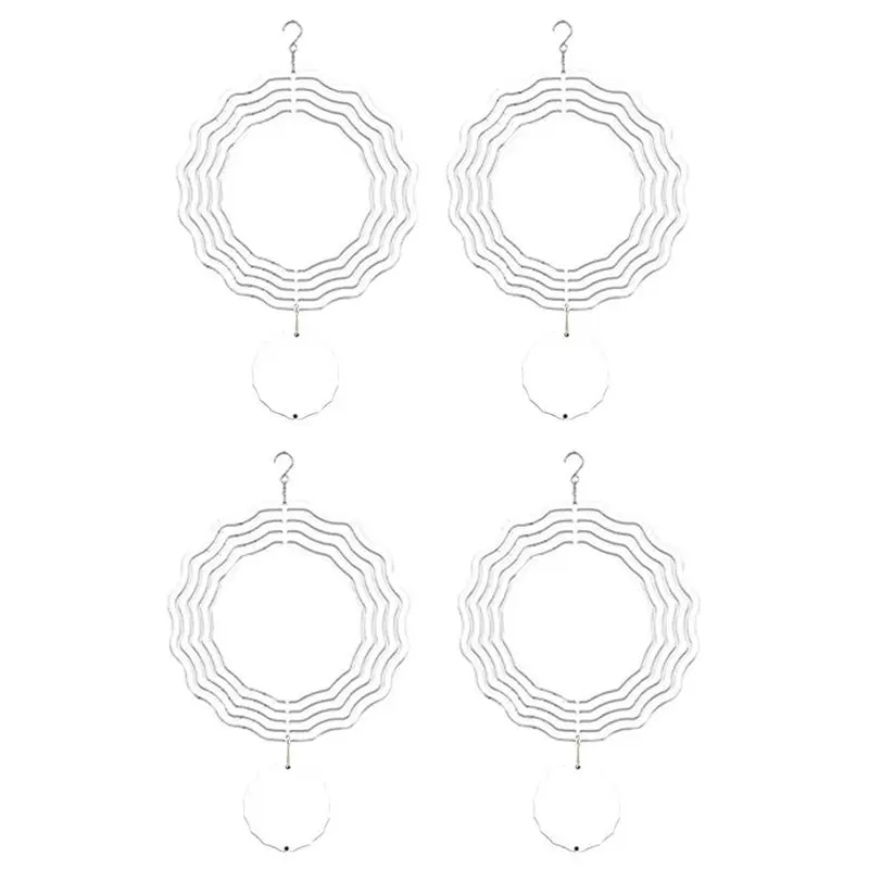 B84B 4Pcs 8 Inch Sublimation Wind Spinner Blanks, 3D Aluminum Wind Spinners for Outdoor Garden Decoration DIY