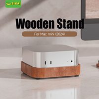Wooden Dock Stand for 2024 Mac mini M4/M4 Pro Bracket Mount Anti-Dust Cooling Anti-Slip Essential Accessories Desktop Organizer