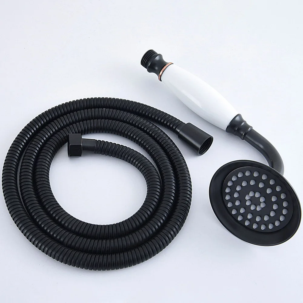 

Black Oil Rubbed Bronze Bathroom Shower Hand Spray Ceramics Telephone Handheld Shower Head+1.5m Hose Lhh065