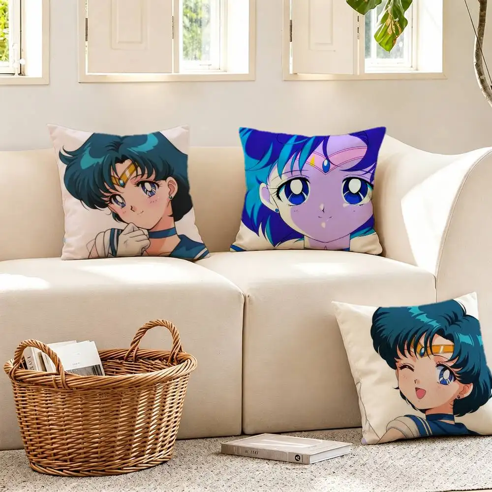 S-Sailor Moon Mizuno Ami Pillow Case Pattern Printed Pillowcase For Living Room Sofa Cushion Cover