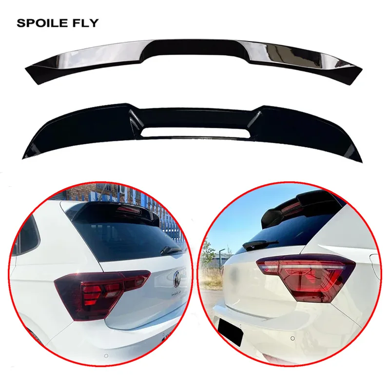 2019+ For VW Volkswagen POLO 9 GTI Style High Quality ABS Rear Roof Spoiler Trunk Wing Lip Gloss Black Carbon Fiber Body Kit