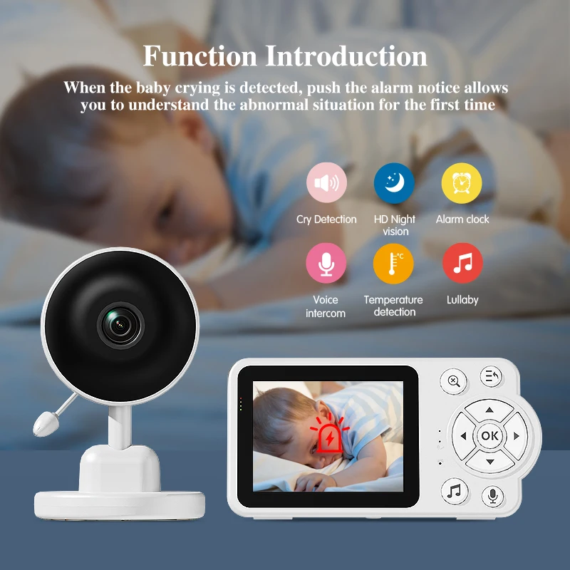 

2,8 ''2,4G беспроводная радионяня с инфракрасным ночным видением 0,3 мегапиксельная камера напоминание о кормлении обнаружение звука радионяни